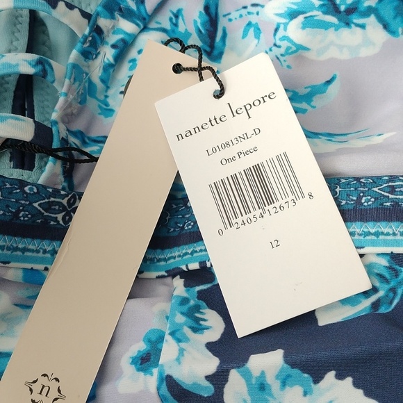 nanette lepore Priya Plunge Swimsuit, Lavender Trails,  12 - Picture 7 of 11